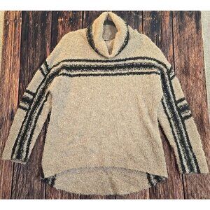 360 Sweater Alpaca Blend Cowl Neck Striped Sweater Lightweight Oversize Cozy M